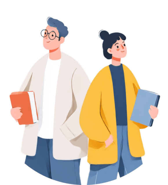 本を持つ男性と女性のイラスト