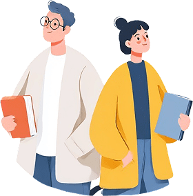 本を持つ男性と女性のイラスト